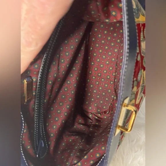 🧁🍯LOEWE Ceramica Sevillana Print Canvas Bag w/Blue Leather Trim - Picture 11 of 13